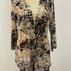 Chico’s never worn size 1 Chocolate Brown Leopard Print sheer cardigan, kimono